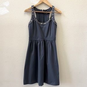 CYNTHIA ROWLEY gray tank studded stretch minidress